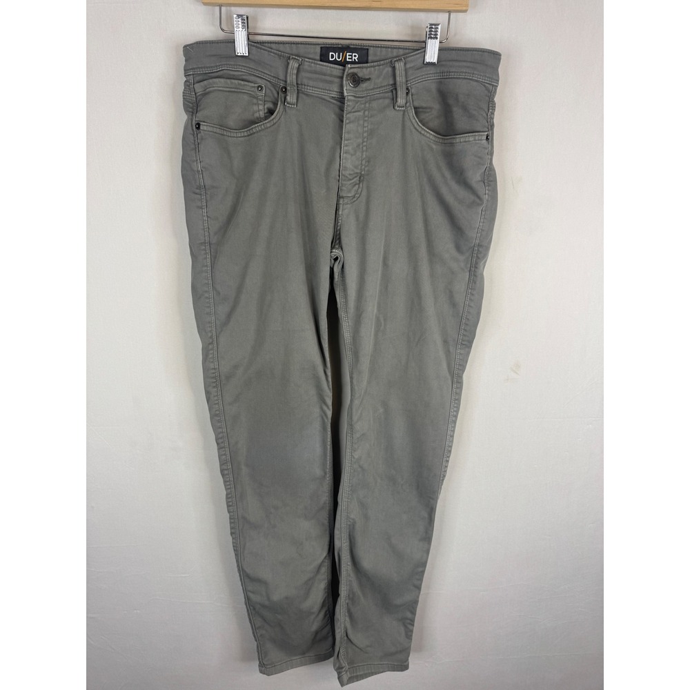 DU/ER No Sweat N2X Slim Fit Pants Grey Performance Trousers Mens 34x32